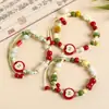 Pulseira de Cerâmica Jingdezhen Estilo Chinês Retrô Pulseira de Contas de Cerâmica Desenho Animado Artesanal Trançado Ajustável Barraca de Rua Atacado