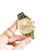 Relógio Feminino de Liga Estilo Europeu Business Metal Dourado Alta Capacidade de Fornecimento Decorativo Três Olhos Relógio de Pulso Masculino