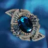 Broche de alta calidad, sentido nicho, azul zafiro, pasador metálico vintage, femenino, cristal Shijia, accesorios de corsage de alta gama, en stock, al por mayor