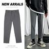 Pantalones de traje de verano para hombre, pantalones hasta los tobillos para hombre, pantalones de traje pequeños casuales de corte entallado, pantalones de traje Dape de moda de estilo coreano.