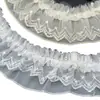 Chifón de Capa Simple y Doble Arrugado Suave Plisado Encaje DIY Ropa para Mujer Puños Cuello Accesorios Ribete de Encaje
