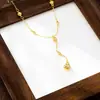 Corrente para Clavícula Dourada Vietnamita, Colar de Cabacinha Estilo Étnico Retrô, Joias Imitação Ouro de Alta Qualidade e Duradouras