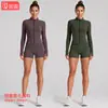 Conjunto fitness transfronteiriço para mulheres, com absorção de suor, respirável, secagem rápida, jaqueta de yoga, conjunto para esportes ao ar livre, corrida, Pilates, yoga