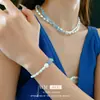 Collar de Concha Aguamarina Estilo Vacaciones de Lujo Ligero Francés Cadena para Clavícula Moda Joyería Versátil de Gama Alta Juego al por Mayor
