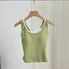 Nuevo Estilo Primavera y Verano Camisola Chica Picante con Copas, Adecuada para Uso Interior y Exterior, Diseño Falso de Dos Piezas con Colores Contrastantes y Diseño Hueco, Elegante Top sin Espalda