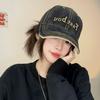 Gorra de Béisbol de Verano para Mujer con Bordado de Letras, Visera Dura, Circunferencia de Cabeza Grande, Gorra Casual para Hombre, Nuevo Estilo 2025 con Agujeros