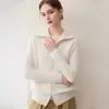 Novo Colete de Cashmere Outono e Inverno Feminino Gola Meia-Alta Zíper Duplo Textura Tricô Sem Mangas Cardigan Top Suéter