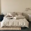 Conjunto de quatro peças jacquard 100% algodão, cetim de fibra longa 50 fios, estilo retrô simples, lençol de canto arredondado 40 fios, elegante nórdico