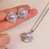 Conjunto de collar colgante y pendientes de botón con zircón en forma de T y perla, pendientes colgantes de diamante cuadrado y perla, collar colgante de moda para la oficina