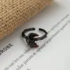 Anel Aberto Estilo Gótico Escuro Preto Fosco Formato de Cobra Coração de Borboleta Espinho Anel de Dedo Indicador Empilhável Tendência Cool Nicho Unissex