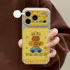 Coche de Pan Oso Adecuado para Funda de Teléfono Apple 17 iPhone 18 Pro Max Cobertura Total 16 Textura de Cuero Anti-Caída Diseño Simple