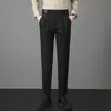 Ropa de Hombre Fengshe / Novedad Primavera y Otoño Pantalones Casuales para Hombre Doble Pliegue Pantalones Largos de Negocios Casual para Hombres Jóvenes a la Moda