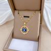[Acero de Titanio] Ojos Redondos Temperamento Lujoso Ligero Collar Precioso de Diamantes Completos para Mujer Celebridad de Internet Más Fácil de Combinar Cadena Clavicular Cadena de Acero de Titanio