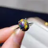 Anillo de Ópalo Negro Natural con Incrustación de Plata S925, Estilo Exquisito y Elegante, Piedra Principal 8X10 mm, Directo del Fabricante