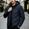 Chaqueta de Algodón de Invierno 2026 Transfronteriza Amazon 3D Moderna de Longitud Media con Capucha Desmontable para Hombre, Cálida y Gruesa, Abrigo de Algodón de Moda para Hombre