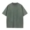 Camiseta de Manga Corta para Hombre de Peso Pesado Lavada en América Verano Retro Desgastada Tops para Pareja Ins Color Puro Camiseta de Media Manga
