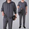 Conjunto Esportivo Masculino 2023 Primavera e Outono Conjunto de Três Peças Tamanho Grande para Meia-idade e Idosos Roupa Esportiva Roupa Esportiva para Exercício Matinal de Pai