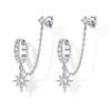 Pendientes de mujer con incrustaciones de estrella de seis puntas de alta gama, de latón chapado en oro auténtico, de venta caliente, de moda, combinables, europeos y americanos, con incrustaciones de circonita