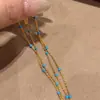 Colar de Corrente Lisa Banhado a Ouro 18K Prata de Lei S925 Esmalte Azul Nicho Toque de Luxo Corrente Torcida Retro Esmalte Pingando Corrente para Clavícula