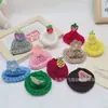 Chapéu de Palha de Lã Crochê Feito à Mão de 6cm, Mini Chapéu Multicolorido com Acessórios Bordados de Frutas, Novos Acessórios