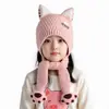 Gorro para Niños 2025 Nuevo Gorro de Lana de Invierno Bufanda Integrada Gorro con Protección para las Orejas Niños y Niñas Dibujos Animados Cálido Gorro de Punto