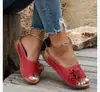 Sudeste Asiático Comercio Exterior Talla Grande Suela Gruesa Huecos Chanclas Mujer Transfronterizo Punta Abierta Cuña Floral Sandalias de Playa