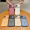 Aplicável à capa de celular iPhone 18 PRO MAX, atração magnética com sensação de pele fosca bicolor, Apple 17 com película para lente, à prova de queda 16