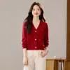 Nuevo Cárdigan de Punto Cálido Otoño/Invierno 2026 para Mujer, Chaqueta Exterior Corta Elegante, Suéter con Solapa, Tejido de Punto con Perlas