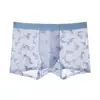 Ropa interior tipo boxer para hombre con encaje jacquard de delfín 10A, antibacteriana, aroma a camelia, hidratante, seda helada, con apertura en la entrepierna, ácido hialurónico