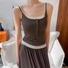 10125 # Nuevo Top de Verano de Deseo Puro Falso Dos Piezas de Color Contrastante Camisola Delgado Todo en Uno Versátil con Copas