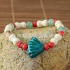 Jingdezhen Cerámica Vida Marina Vieira Pulsera Joyería Estilo Étnico Fresco Estudiante Lindo Pulsera de Cuentas Hecha a Mano