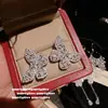 Juego de Anillo de Mariposa Superpuesta de Cardamomo con Gema y Pendientes de Mariposa Pétalo Gota de Agua Flor Exquisita