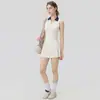 Roupas de yoga transfronteiriças no atacado: Top esportivo com zíper parcial e sutiã embutido, saia de tênis modeladora e conjunto de roupa fitness para mulheres, disponível para dropshipping