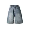 Primavera 2025 nuevo estilo de costura en la cintura semi-elástica Tela de mezclilla moda Joker pantalones para hombre