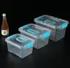 Caixa de armazenamento transparente grossa portátil caixa plástica com tampa caixa de armazenamento caixa de armazenamento de brinquedos roupas caixa de armazenamento de lanches