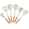 Juego de espátulas de silicona, resistentes a altas temperaturas, para utensilios de cocina antiadherentes, espátula de cocina con mango de madera, cuchara para sopa, herramientas de cocina para el hogar