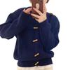 Suéter tipo cárdigan con hebilla de cuerno, nuevo estilo coreano de primavera y otoño, estilo retro nicho, estilo simple, abrigo holgado adelgazante, top para mujer