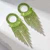 Moda Europea y Americana Exagerados Marca Grande Lujo Diamante Completo Pendientes de Borla Larga Pendientes Elegantes Versátiles para Cena de Mujer
