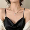 Colar Popular Manta Rose Pérola do Xiaohongshu, Corrente de Clavícula Versátil Dupla Camada Destacável, Colar de Pescoço da Moda Leve Luxo