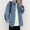 Estilo japonês vintage lavado jeans camisa masculina de manga comprida Ins Tooling Shirt casual all-match primavera e outono jaqueta fina