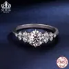 Anillo Aiful Classic Original Carta de Amor de Moissanita Brillante de 1 Quilate Anillo Chapado en Platino de Plata de Ley S925