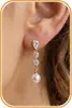 Pendientes de Perla Estilo Transfronterizo Europeo y Americano, Modernos y Versátiles, Pendientes Largos de Lujo con Diseño de Gota para Mujer, Adecuados para Fiestas