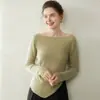 Suéter Interno Outono e Inverno Gola Redonda Cor Lisa Pulôver Suéter de Caxemira Malha Camada Base Top Cintura Feminino Manga Longa Grosso