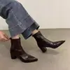 Nueva colección otoño/invierno 2025: Botines de tacón medio, estilizados, con tacón grueso, punta fina y cremallera trasera, botas versátiles de tacón alto para mujer