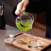 Taza de té de cristal engrosado con forma de media luna y colador de té integrado, Tetera para té verde, Juego de té, Separador de té
