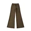 Calça jeans casual feminina estilo retrô americano com poá e boca de sino, cintura alta com cordão, corte slim, caimento solto, calça longa de puro desejo para primavera/verão