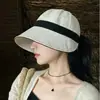Sombrero de Sol de Estilo Japonés de Ala Ancha Exportado Que Hace que la Cara Parezca Más Pequeña, Sombrero de Pescador Ligero de Lino Sintético para Cola de Caballo, Protección UV para Verano