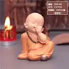 Adorno Artesanal de Resina de Monje Pequeño del Templo Shaolín para Escritorio de Oficina, Decoración de Mesa de Té, Mascota de Té Inspirada en Zen
