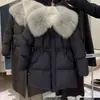 Yuyan Invierno Nueva Colección 26 Estilo Coreano Gama Alta Cuello de Zorro Cintura Ceñida Longitud Media Chaqueta de Plumas de Pato Blanco