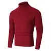 Chaqueta suéter de cuello alto a rayas para comercio exterior transfronterizo para hombre, estilo coreano otoño e invierno, ajuste ceñido, suéter liso cálido, base, en stock
